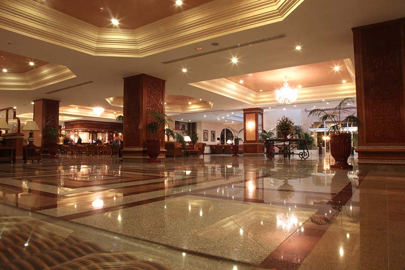 Hotel lobby before using hotel and hospitality security guards from SecureOne Inc.